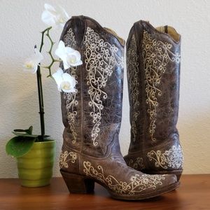 Corral Ladies Brown Crater Bone Embroidery Boot